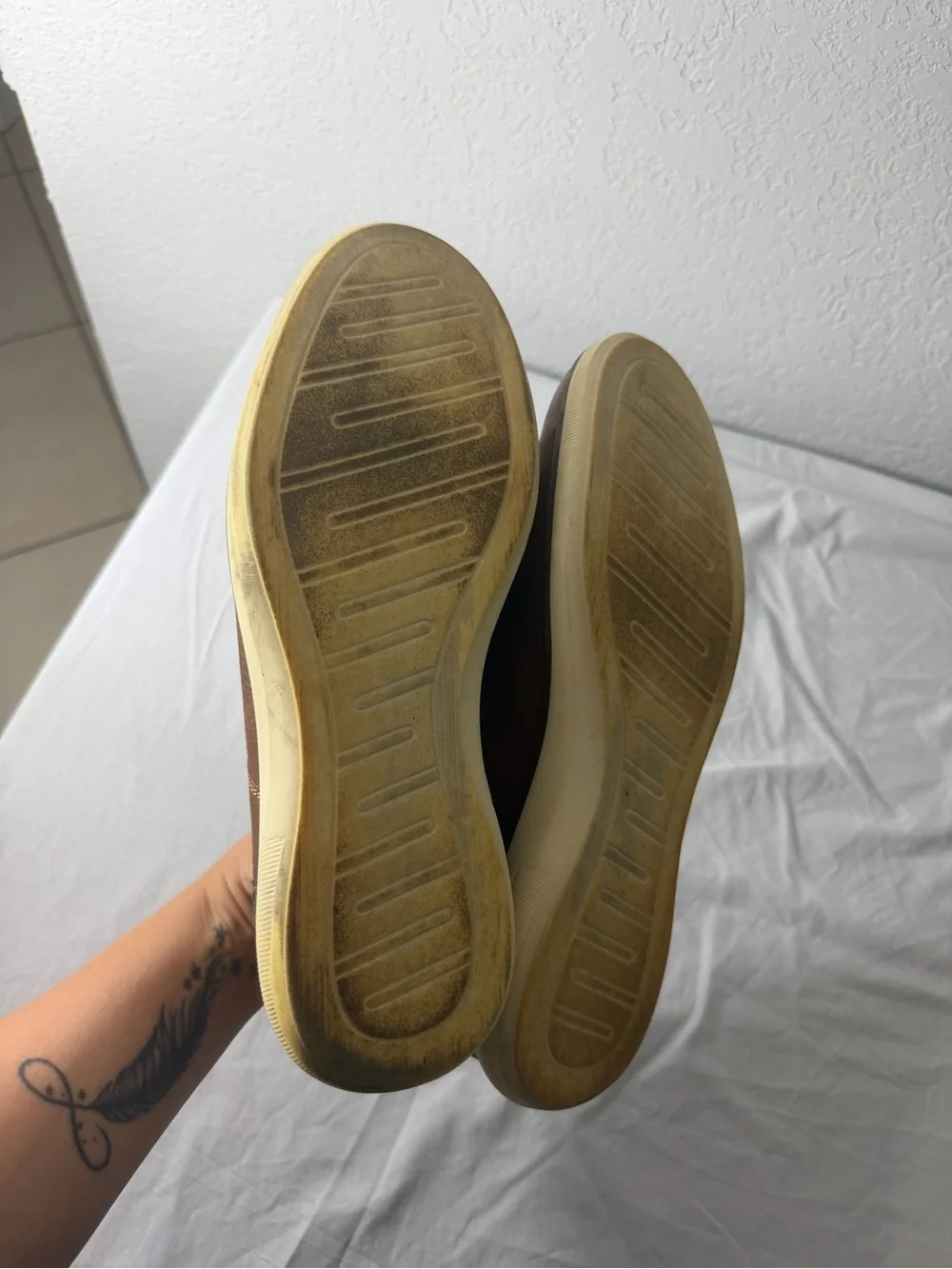Bass Brown Leather Derby Shoes with Cream Soles